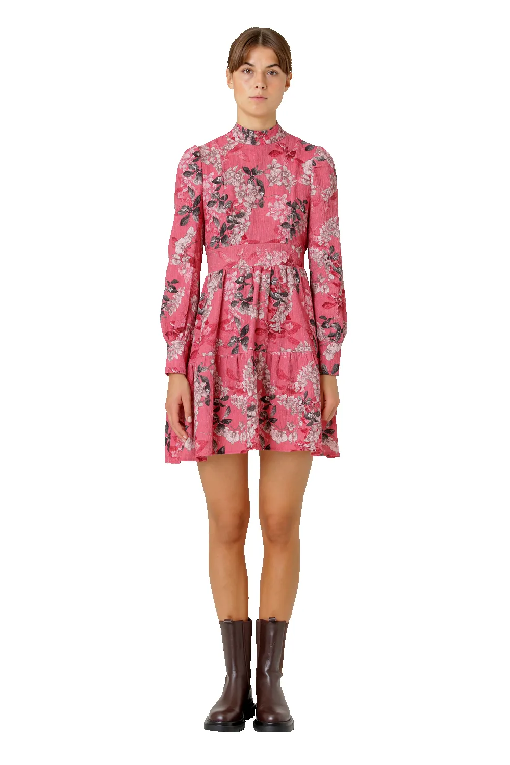 Laila Cotton Bow Dress Pink Big Flower sold by Americandreams product image thumbnail 3