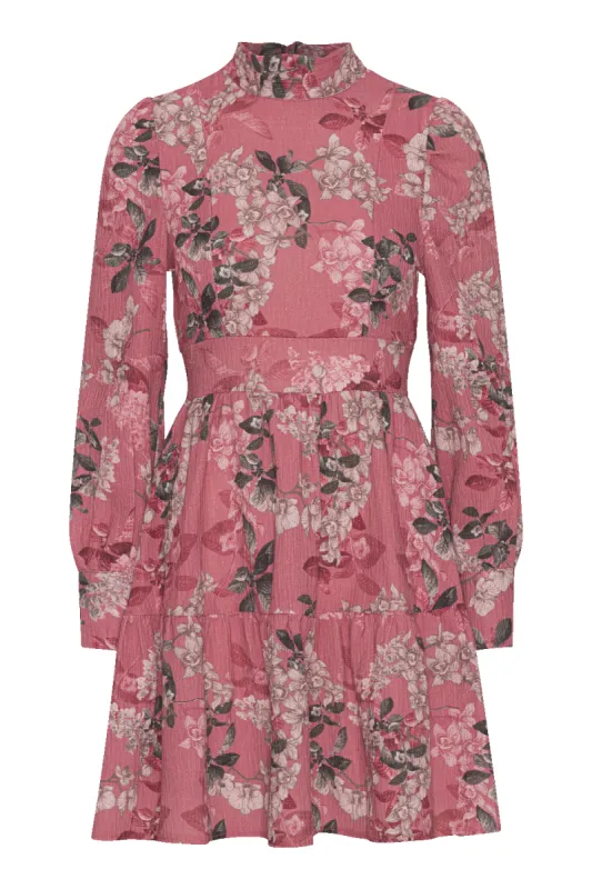 Laila Cotton Bow Dress Pink Big Flower made by Americandreams