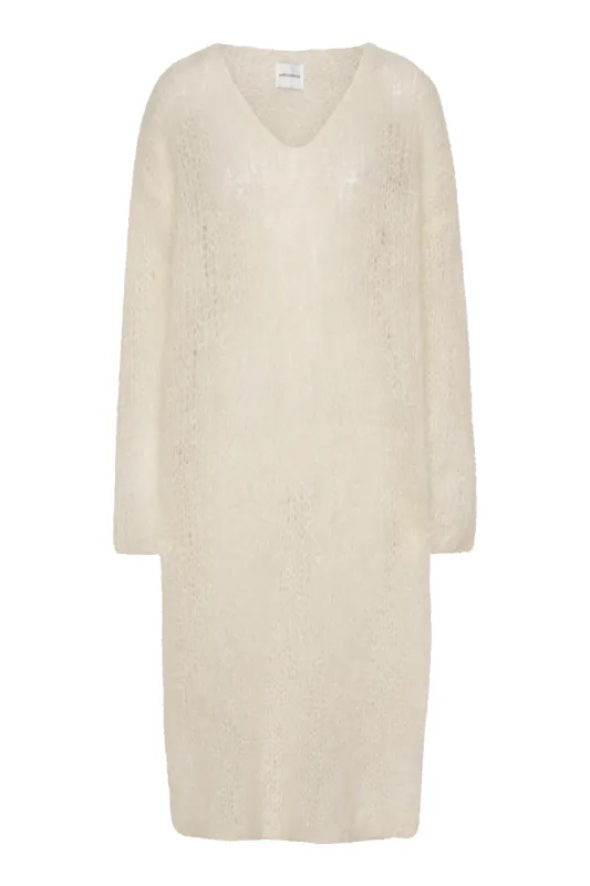 Camilla V Neck Mohair Dress White made by Americandreams