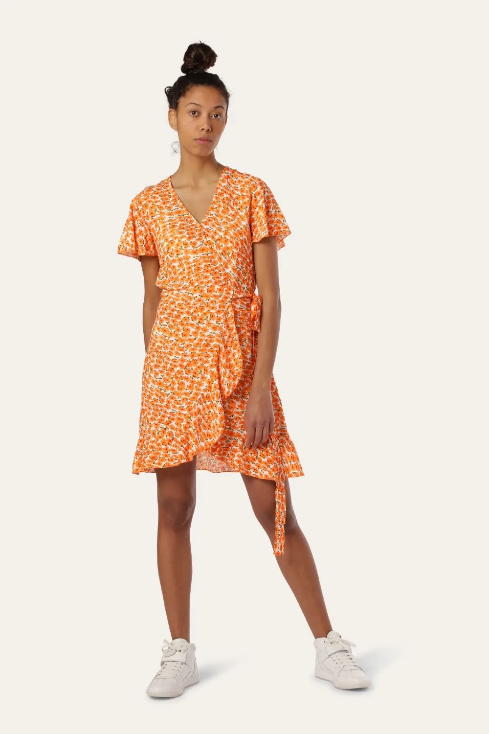 Milly Wrap Dress Short Orange Flower sold by Americandreams product image thumbnail 2
