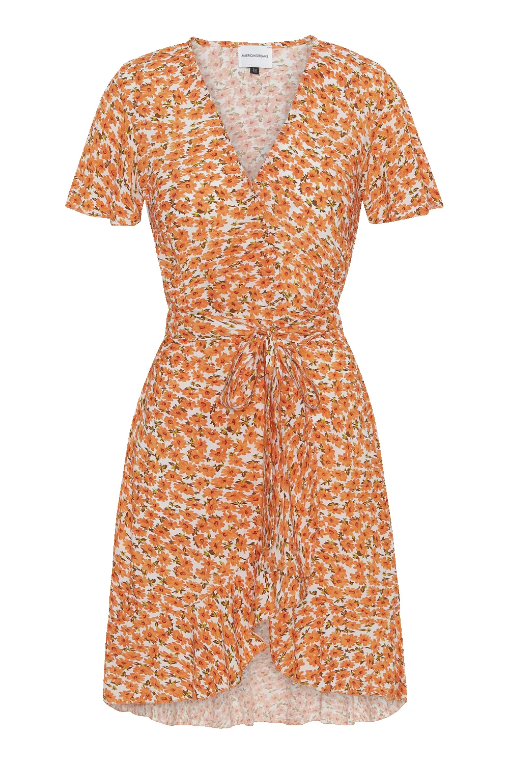 Milly Wrap Dress Short Orange Flower sold by Americandreams