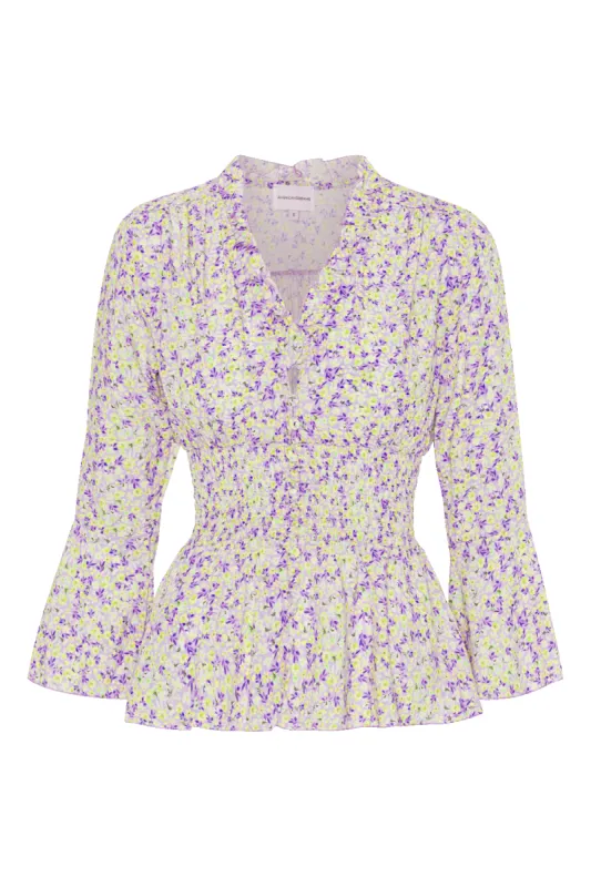 Sally Top Lilac/Yellow Flower sold by Americandreams