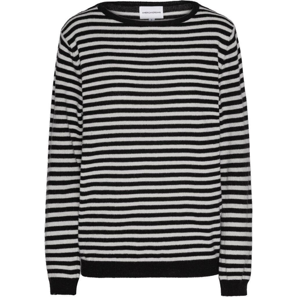 Christy Round Neck Cashmere Pullover - Black / White sold by American Dream