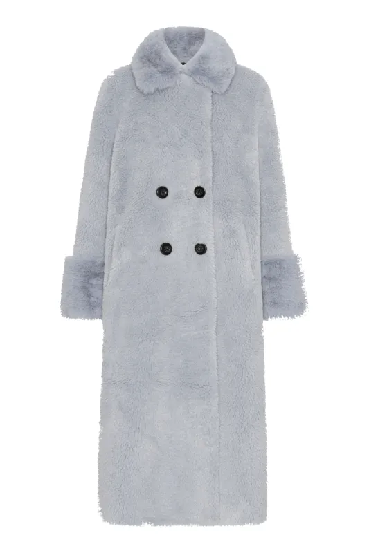 Fiona Long Wool Coat Light Blue sold by Americandreams