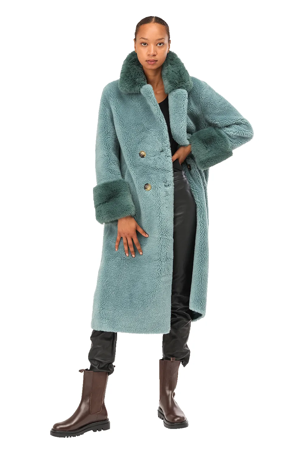 Fiona Long Wool Coat Turquoise sold by Americandreams product image thumbnail 2