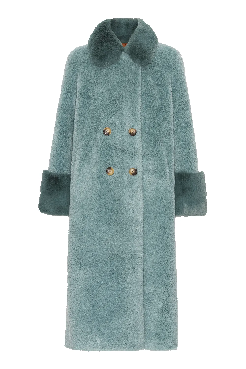 Fiona Long Wool Coat Turquoise sold by Americandreams