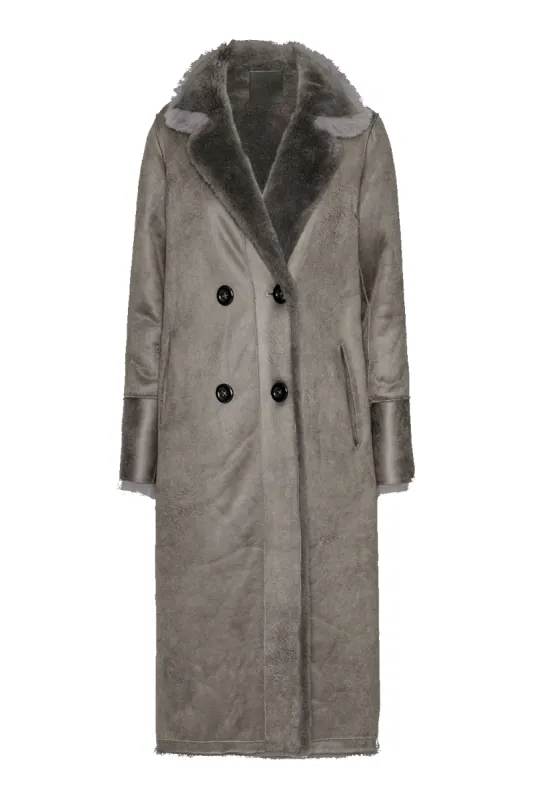 Leona Wool Coat Long Light Grey sold by Americandreams