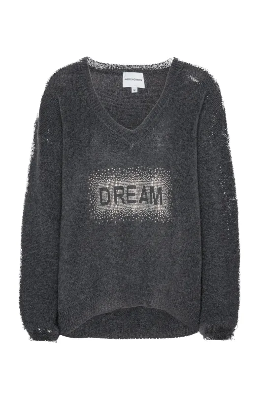 Silja V Neck Crystal Pullover Graphite made by Americandreams