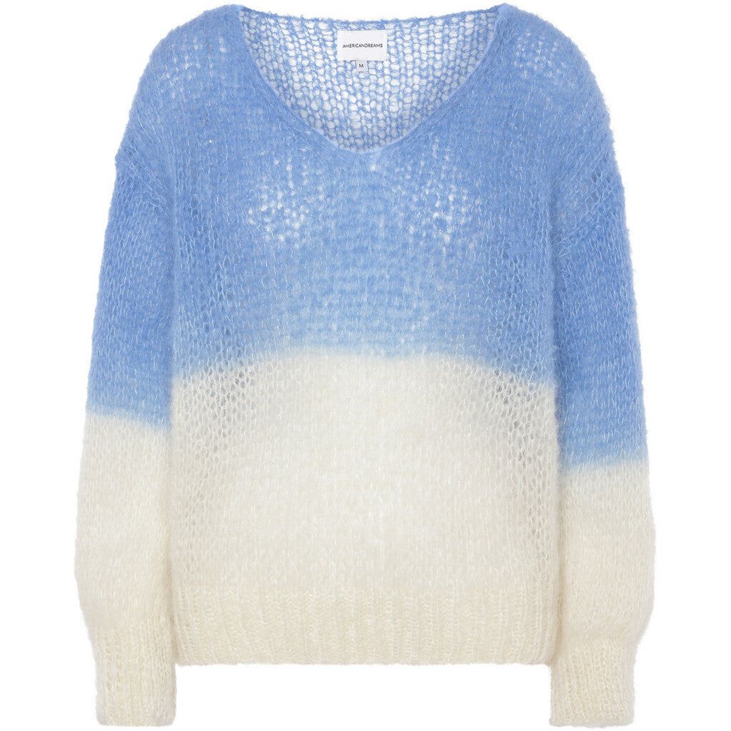 Milana 2-Colored LS Mohair Knit - Sky Blue/White sold by American Dream