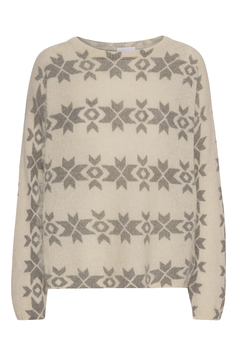 Eva Nordic Pullover White With Grey Print - Sample sold by Americandreams