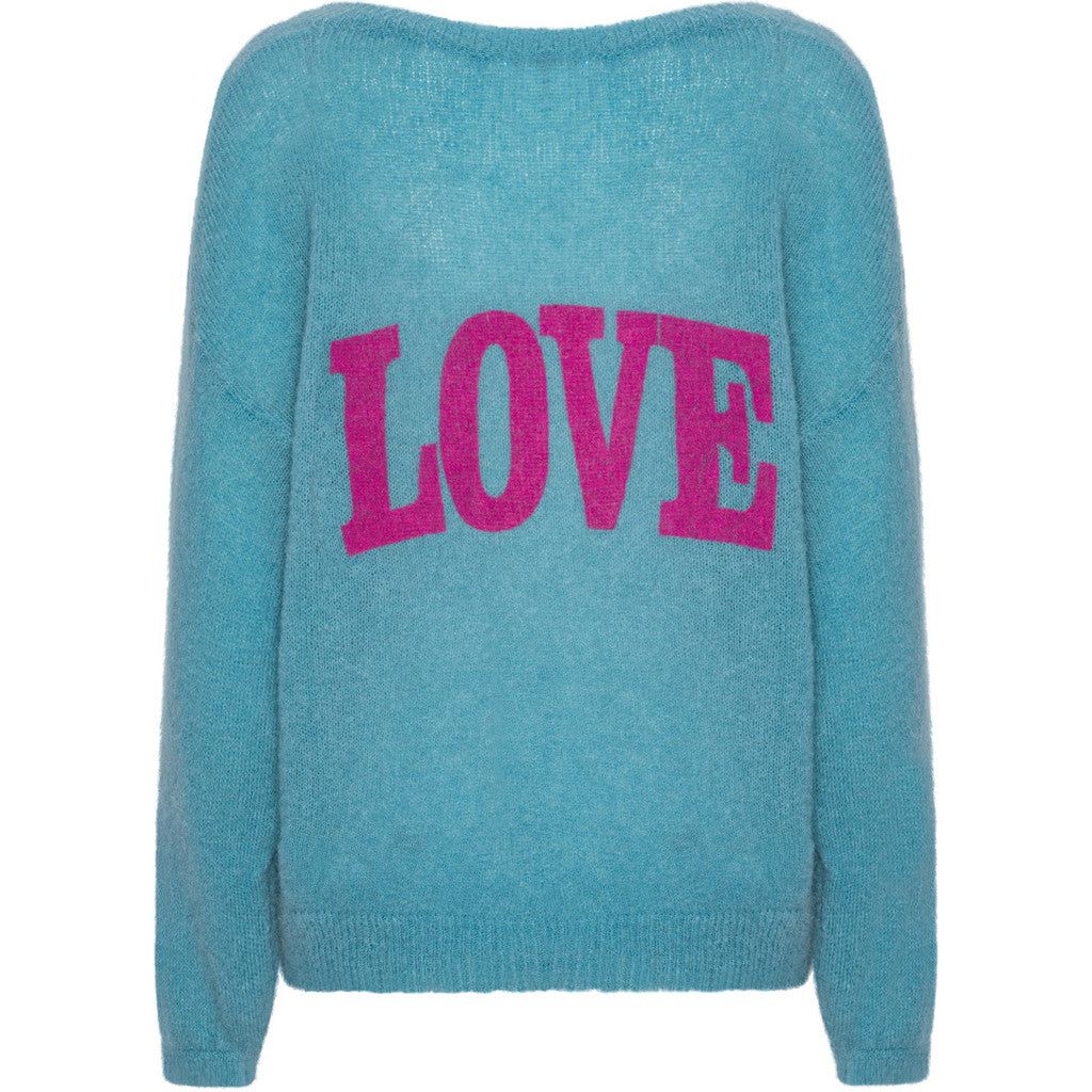 Silja Back Letters - Turquoise W/ Purple Letters (LOVE) sold by American Dream