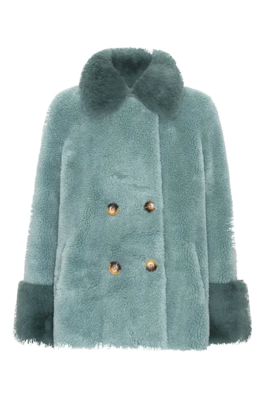 Fiona Short Wool Coat Turquoise made by Americandreams