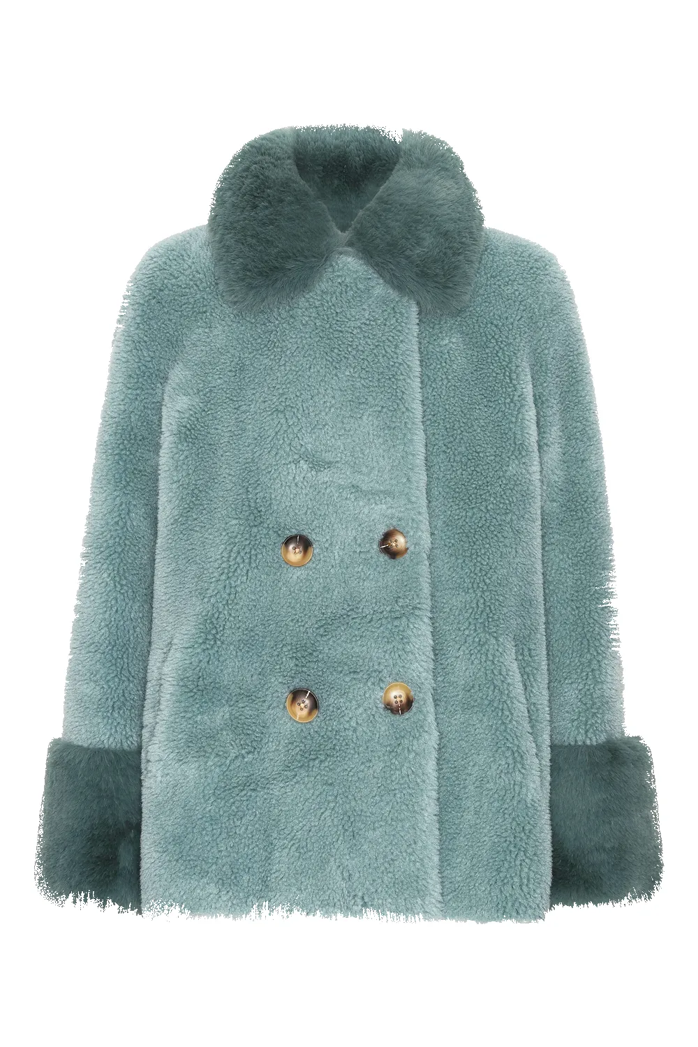Fiona Short Wool Coat Turquoise sold by Americandreams