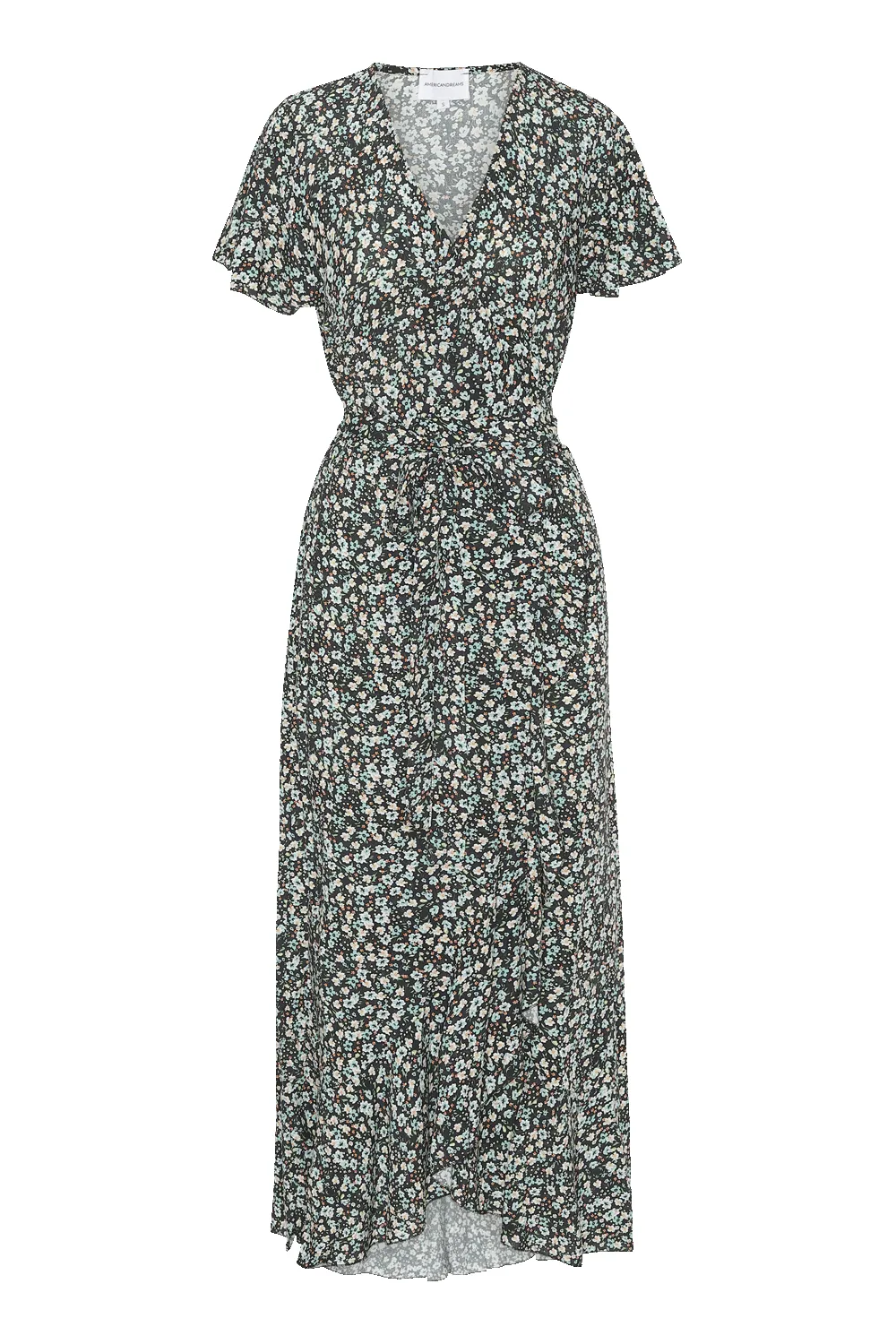 Milly Wrap Dress Long Black / Blue Flower sold by Americandreams