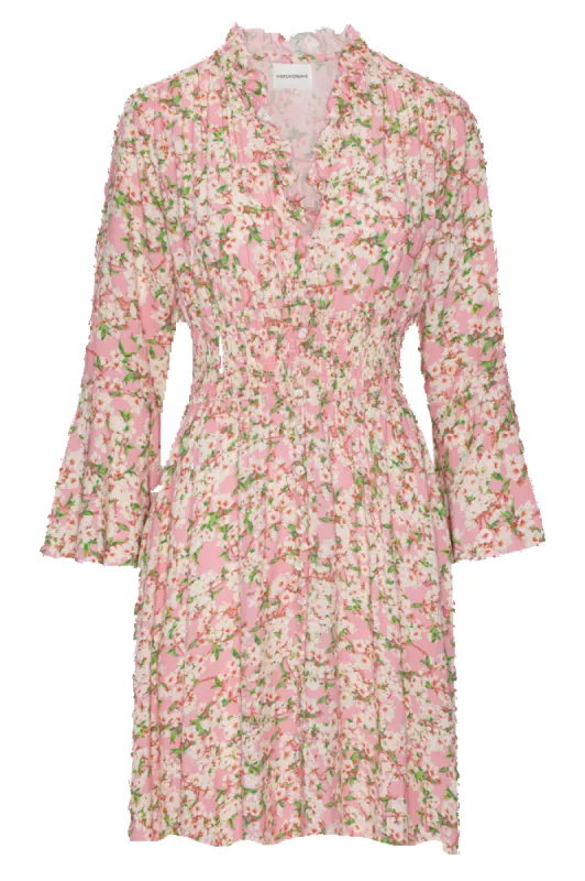 Sally Short Dress Light Pink White Flowers sold by Americandreams