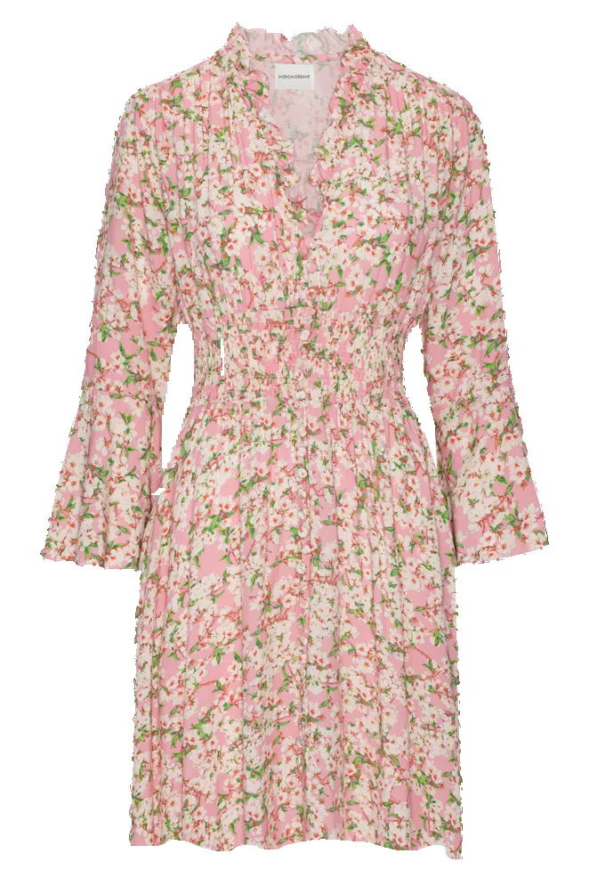 Sally Short Dress Light Pink White Flowers sold by Americandreams