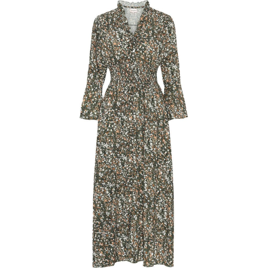 Sally Long Dress - Army Green Flower sold by American Dream