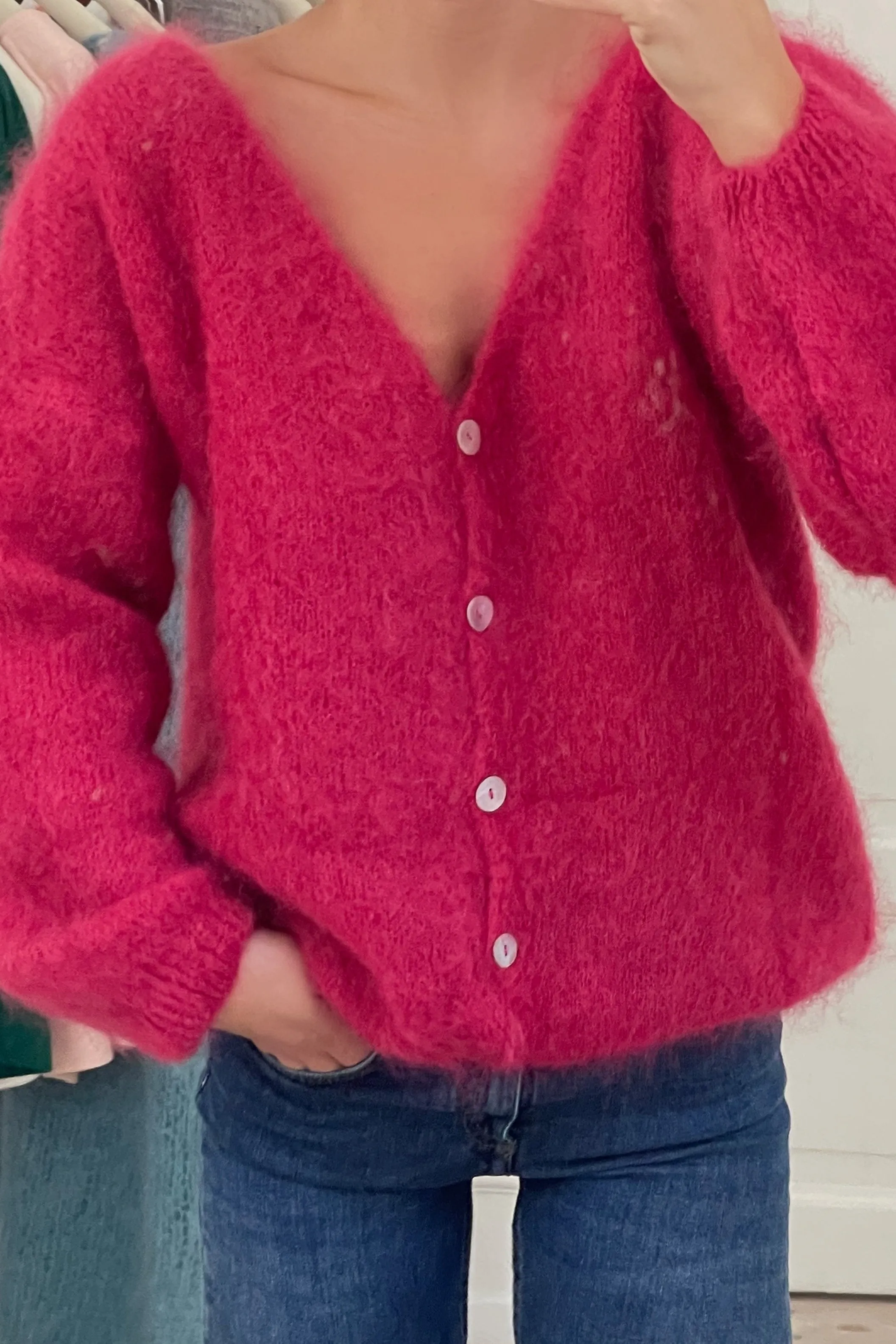 Cornelia LS Cardigan Cerise sold by Americandreams product image thumbnail 4