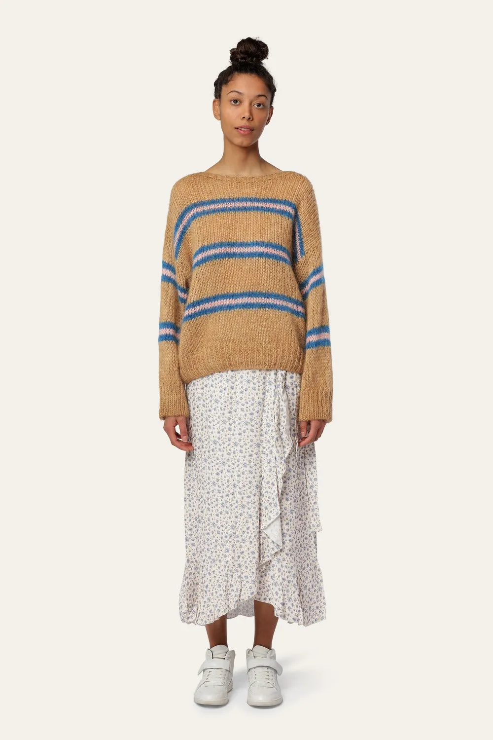 Amira Knit Pullover Brown/Blue/Light Pink Striped sold by Americandreams product image thumbnail 2