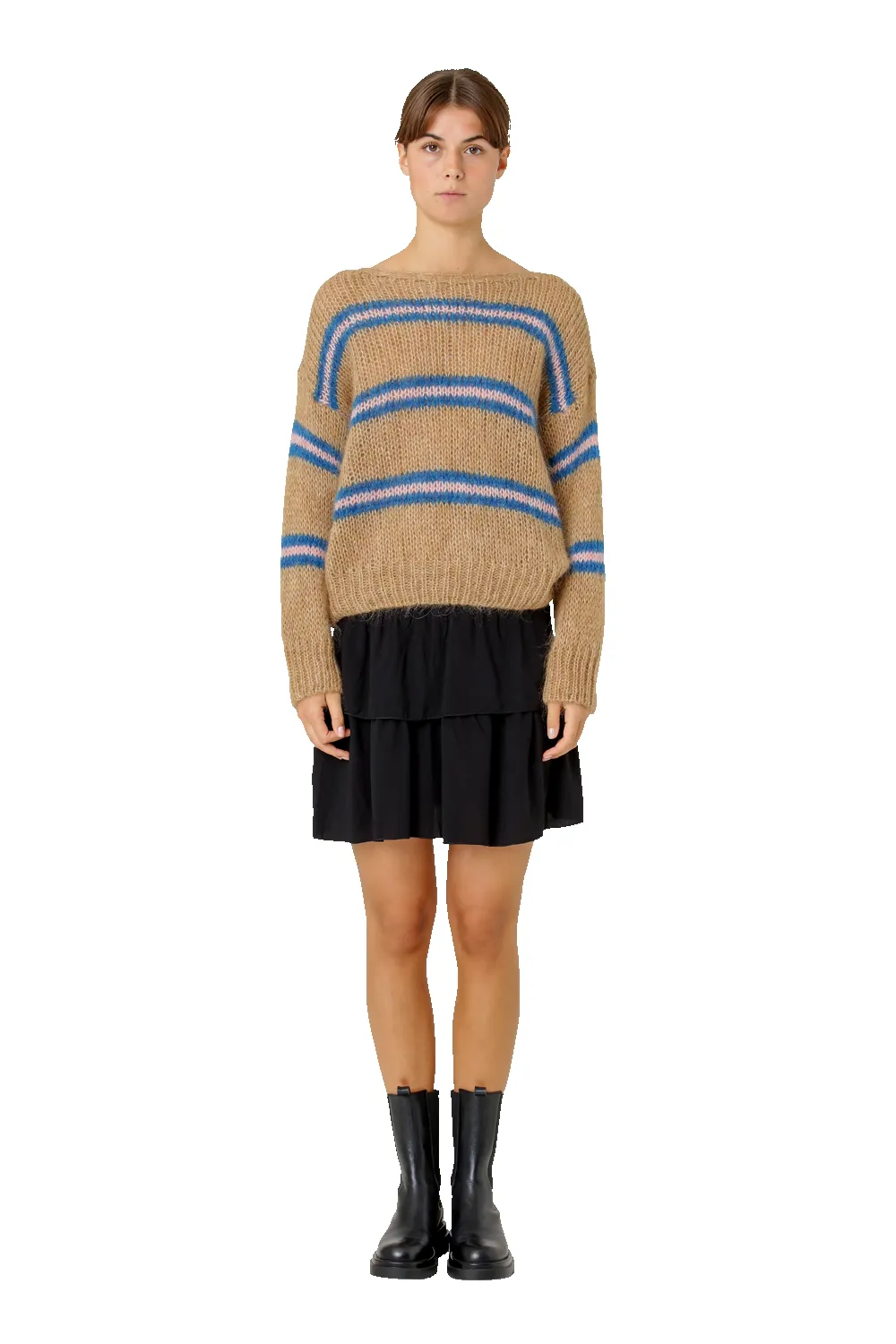 Amira Knit Pullover Brown/Blue/Light Pink Striped sold by Americandreams product image thumbnail 3