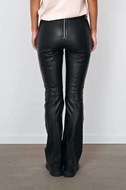 Kendall Leather Flare Pants Black - Sample sold by American Dream