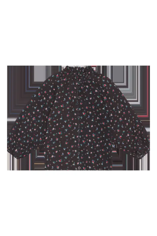 Perla Cotton Shirt Kids Black Flower - Sample sold by Americandreams