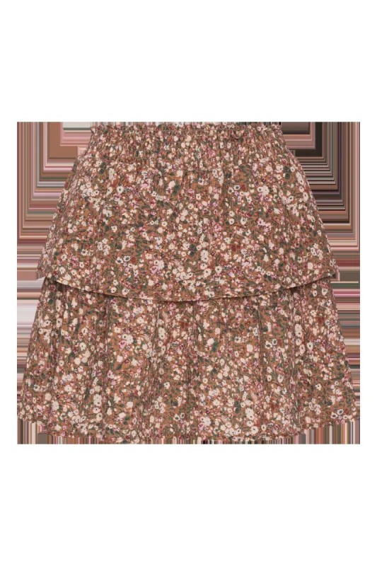 Sally Cotton Short Skirt Brown Flower - Sample made by Americandreams