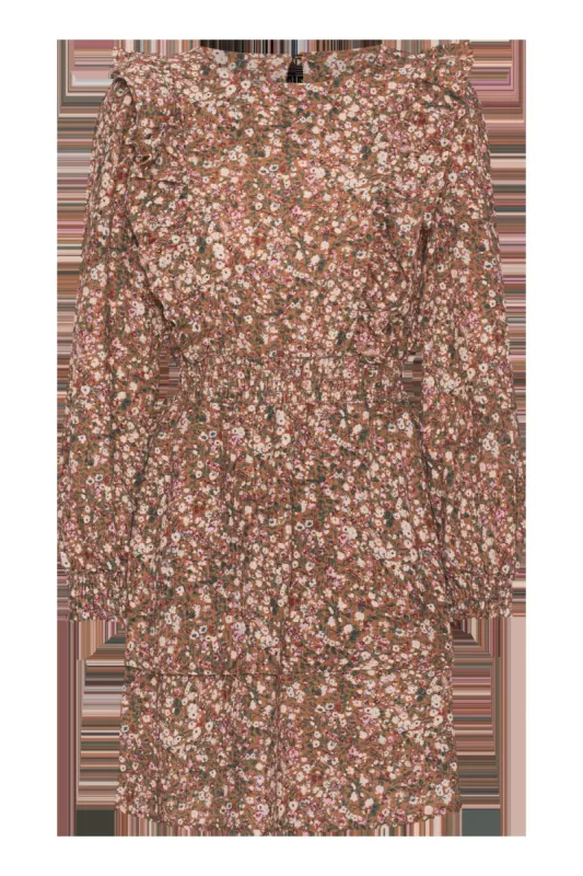 Patricia LS Cotton Dress Brown Flower - Sample sold by American Dream