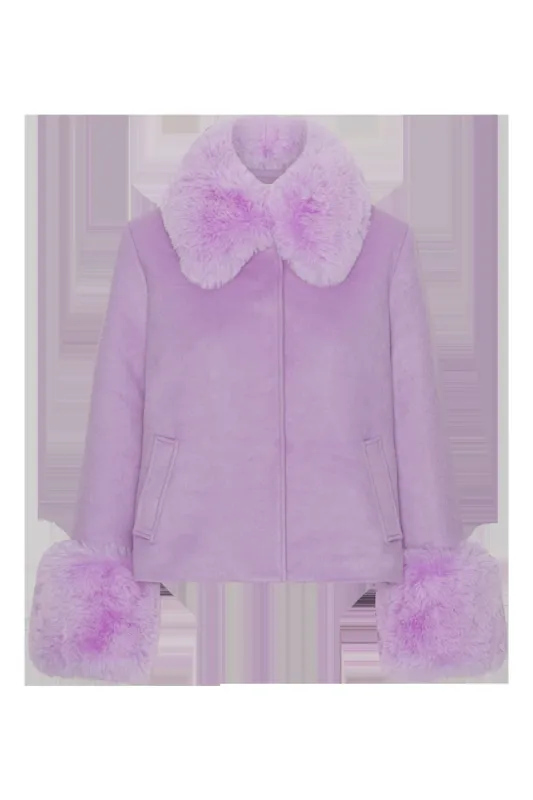 Sarah Faux Fur Jacket Short Lilac - Sample sold by American Dream