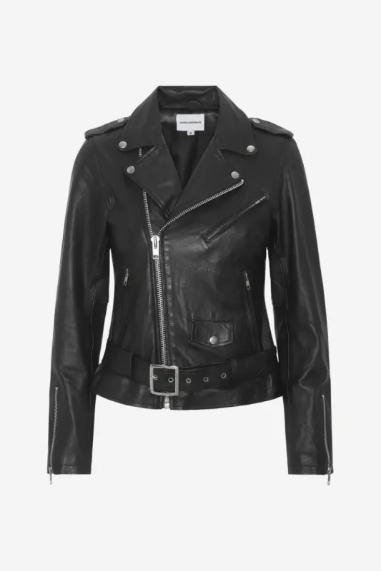 Celeste Biker Leather Jacket Black - Sample made by Americandreams