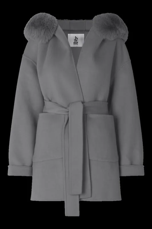 Polly Cashmere Hooded Coat Grey - Sample made by Americandreams