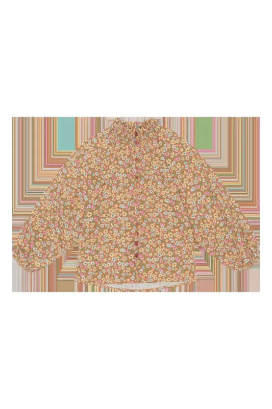 Perla Cotton Shirt Kids Rust Flower - Sample sold by Americandreams