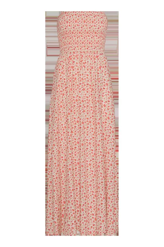 Yvette Tube Dress Coral Red Flower - Sample made by Americandreams