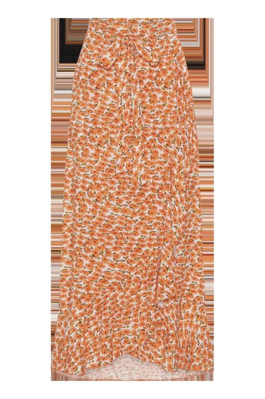Milly Wrap Skirt Long Orange Flower sold by American Dream