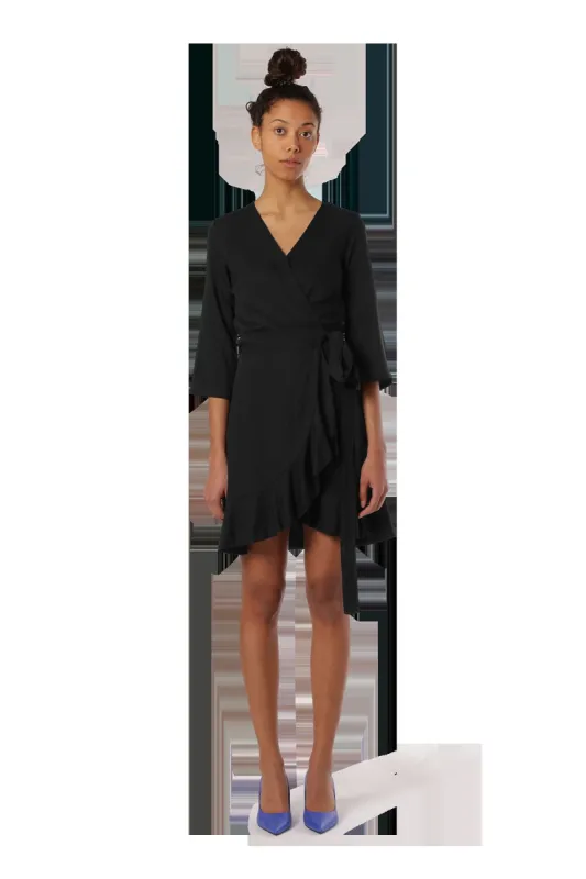 Milly Wrap Dress Short Solid Black sold by American Dream