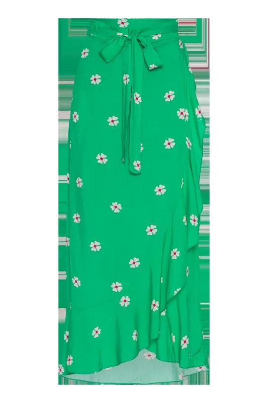 Milly Wrap Skirt Long Green W/White Flower sold by American Dream