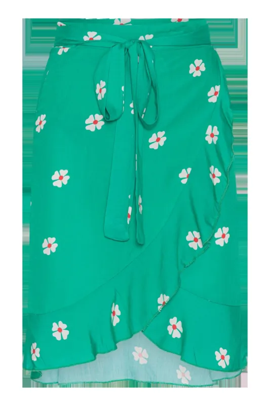 Milly Wrap Skirt Short Green W/White Flower sold by American Dream