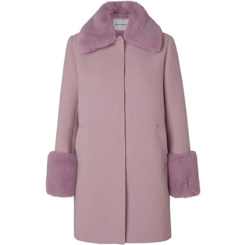 Sarah Faux Fur Jacket Long Mauve - Sample sold by American Dream