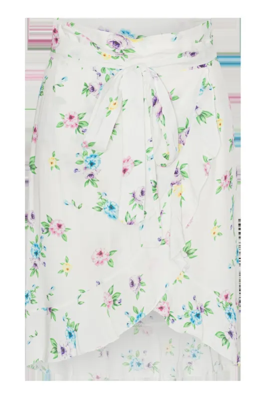 Milly Wrap Skirt Short White W/Multiflower sold by American Dream