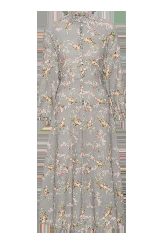 Perla Dress Long Grey W/Flower sold by American Dream