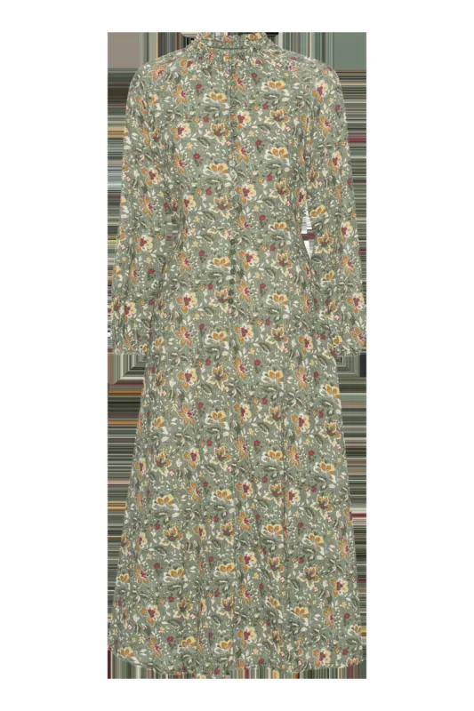 Perla Dress Long Green Multi Small Flower sold by American Dream