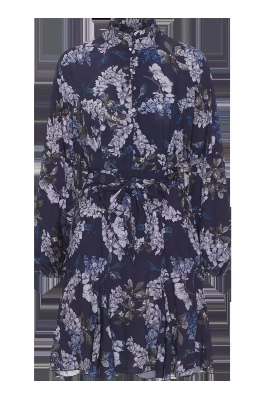 Aia Viscose Dress Violet Big Flower made by Americandreams