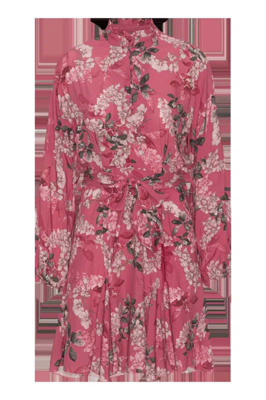 Aia Viscose Dress Pink Big Flower made by Americandreams