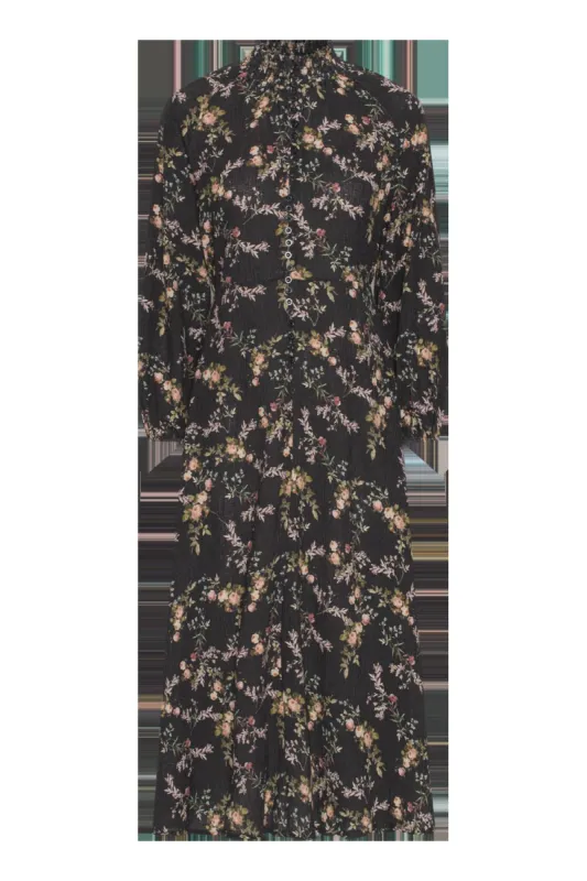 Perla Dress Long Black Flower sold by American Dream