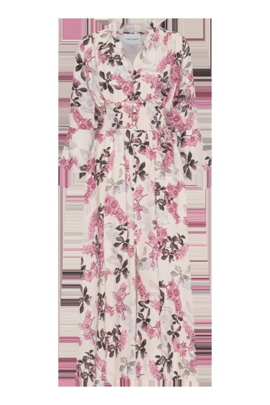 Sally Cotton Long Dress Cream White Flower sold by American Dream