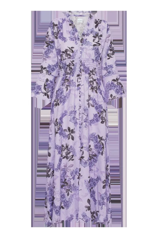 Sally Cotton Long Dress Lilac Flower sold by American Dream