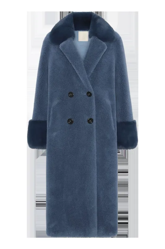 Fiona Long Wool Coat Blue made by Americandreams