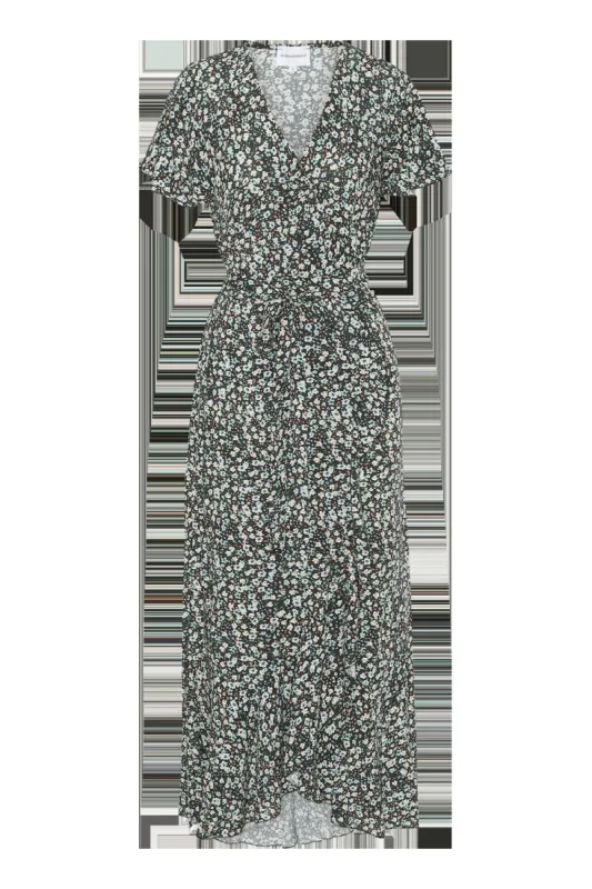 Milly Wrap Dress Long Black / Blue Flower sold by American Dream