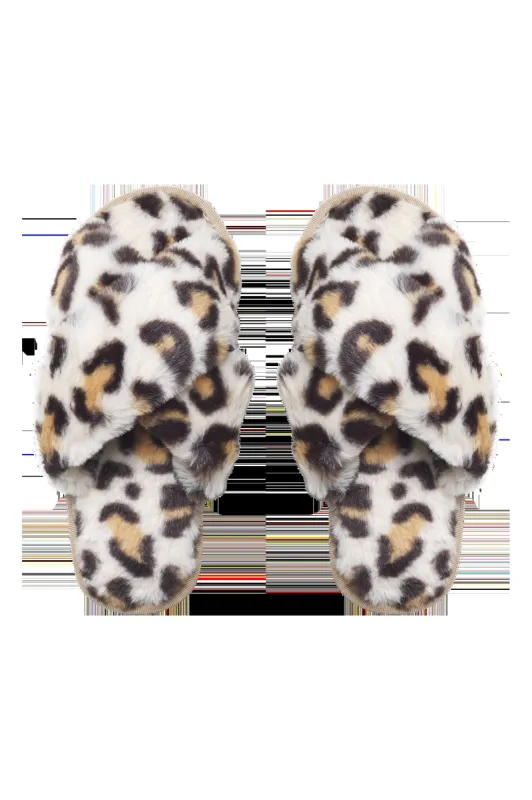 Lou Faux Fur Slippers Beige Leo sold by American Dream