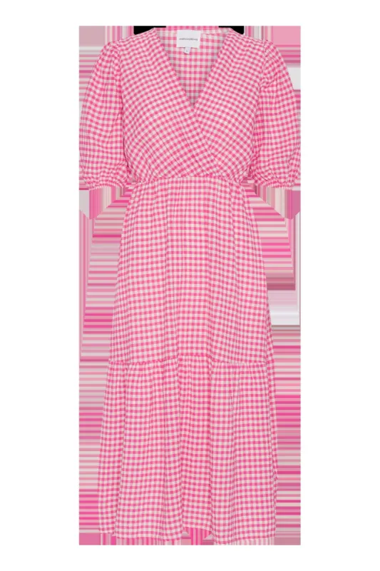 Nikita Half Sleeve Dress Pink Check sold by American Dream